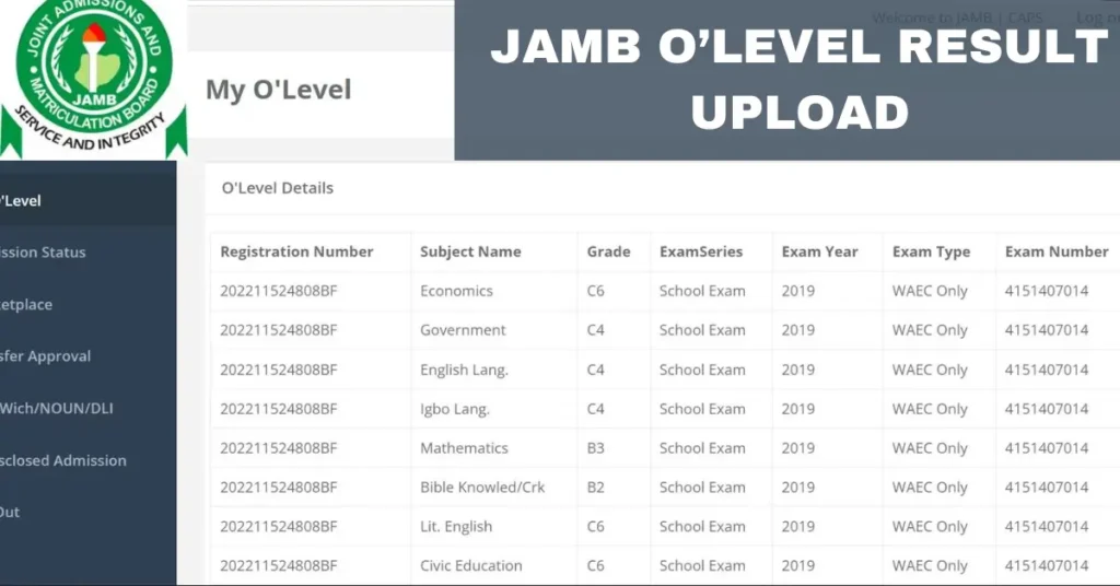 How to Upload O’level Results to JAMB 2025